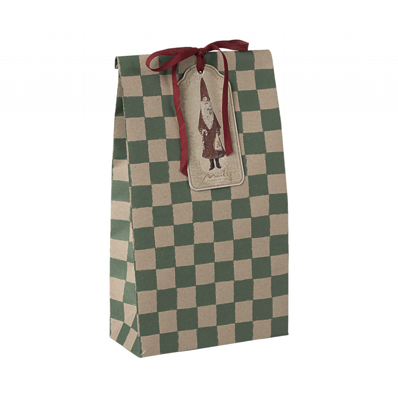 Maileg - Presentpåse, Medium - Checker Green