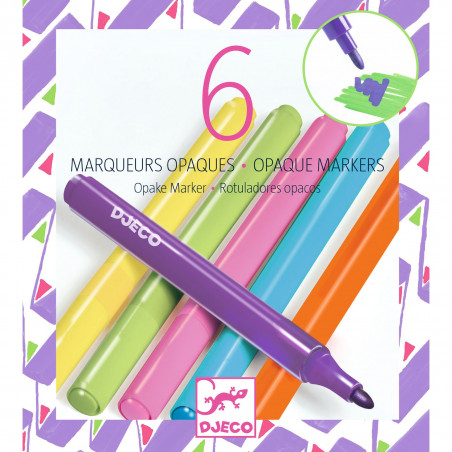 Djeco - 6 Opaque Markers - 80s