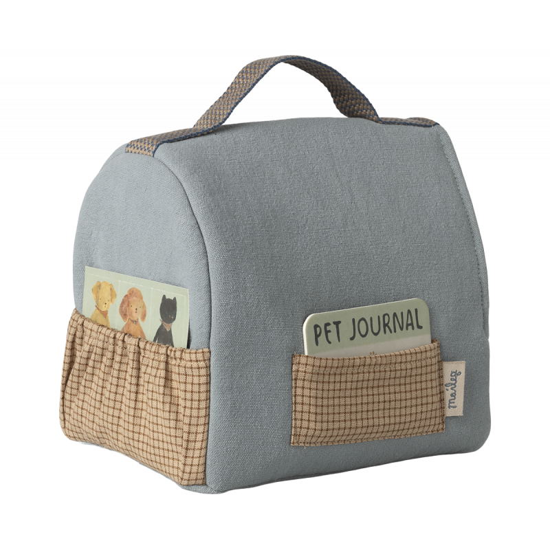Maileg - Pet carrier - Dusty blue