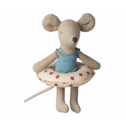 Maileg - Beach mouse with float, Little sister - Red dots