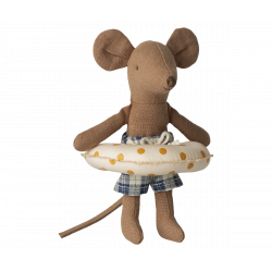 Maileg - Beach mouse with float, Little brother - Yellow dots
