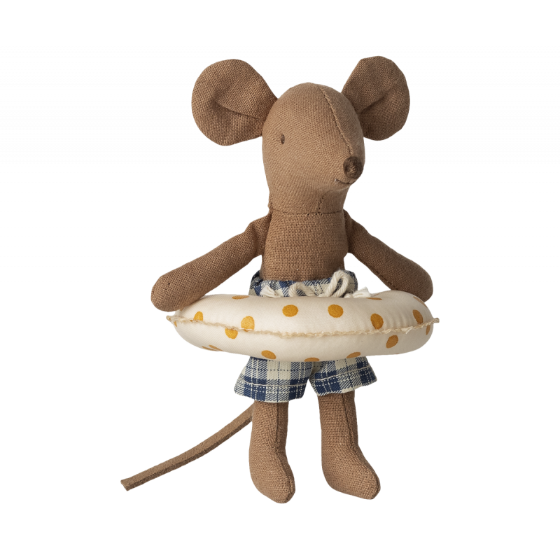 Maileg - Beach mouse with float, Little brother - Yellow dots