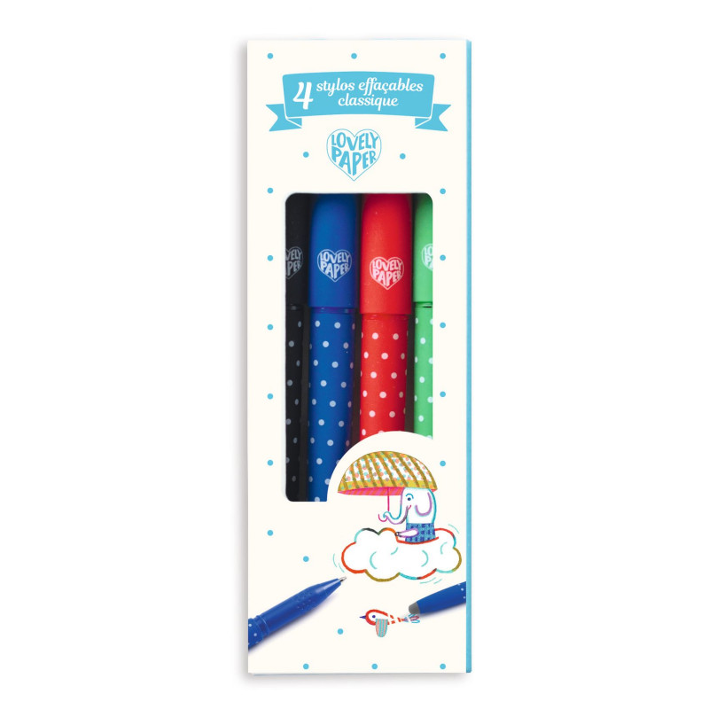 Djeco - 4 Classic Erasable Pens